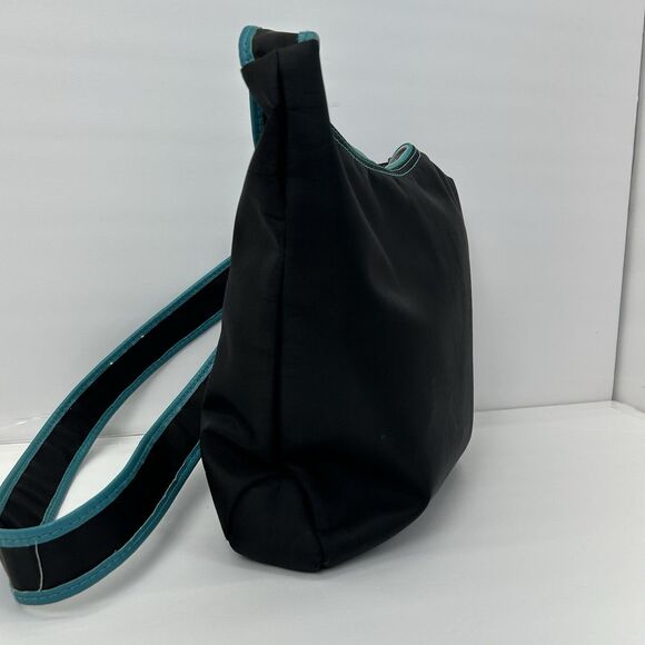 Hadaki Crossbody Purse Handbag Millipede Tote Black Teal Zipper - Picture 5 of 16